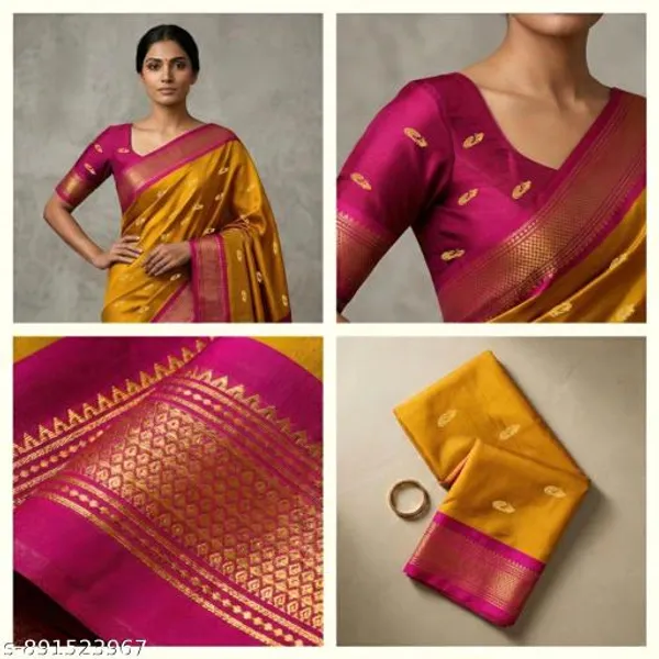 Yellow_Sico_Silk_Paithani_Zari_Border_Saree_For_Women