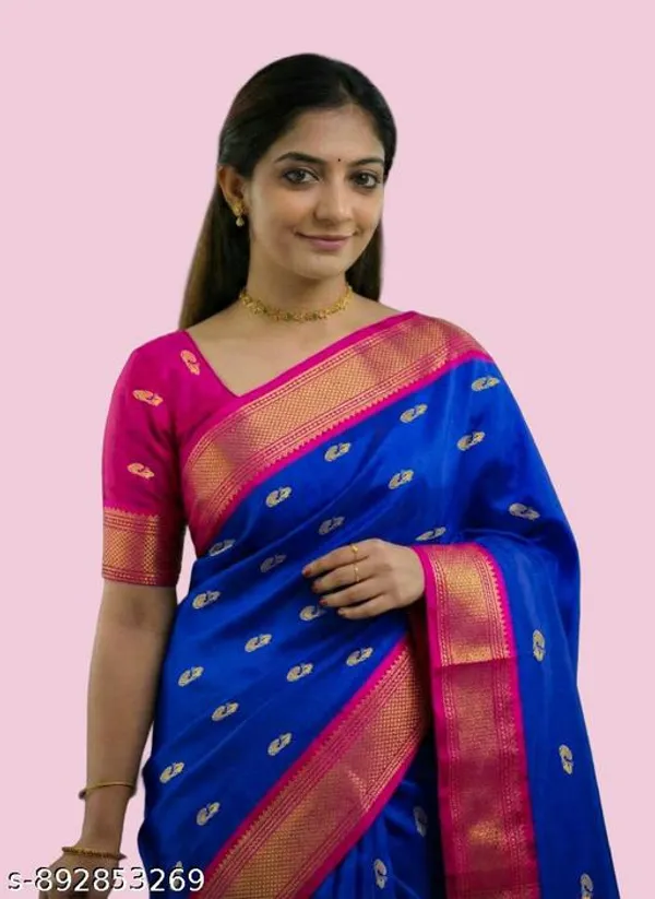 Blue_Sico_Silk_Paithani_Zari_Border_Saree_For_Women