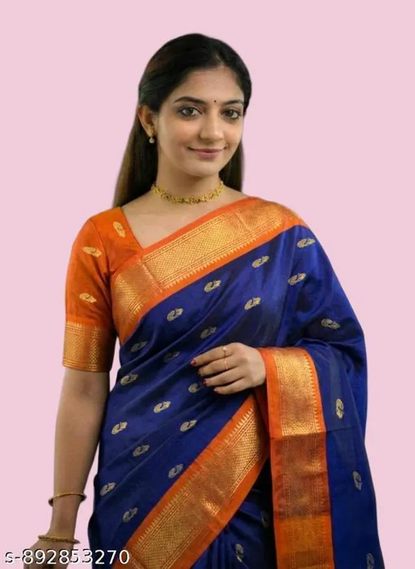 Blue_Sico_Silk_Paithani_Zari_Border_Saree_For_Women