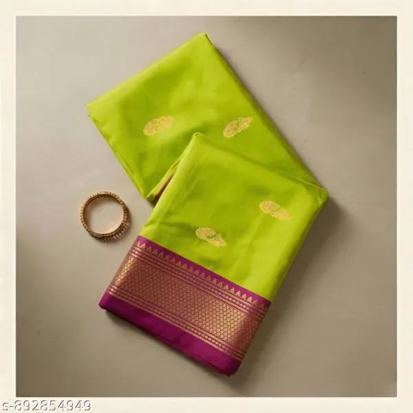 Lime_Sico_Silk_Paithani_Zari_Border_Saree_For_Women