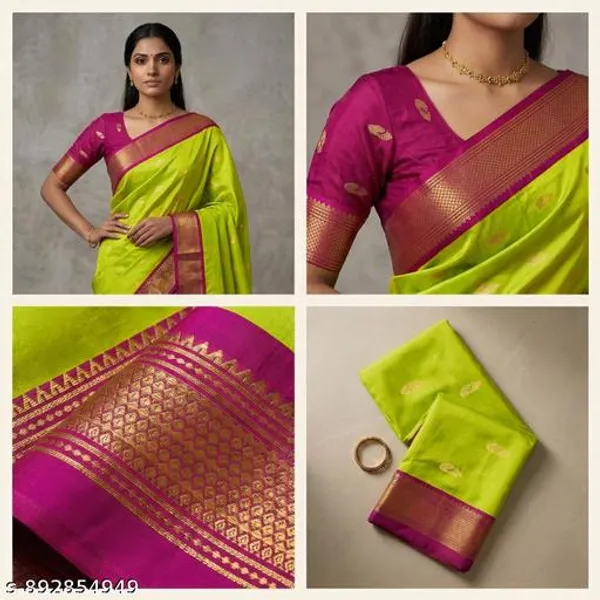 Lime_Sico_Silk_Paithani_Zari_Border_Saree_For_Women