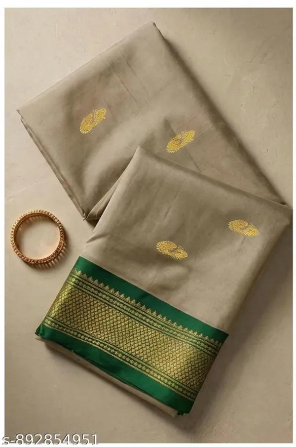 Grey_Sico_Silk_Paithani_Zari_Border_Saree_For_Women