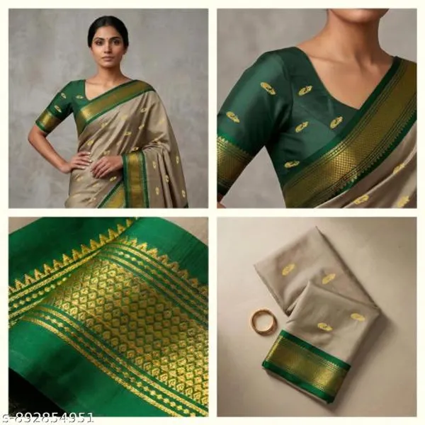 Grey_Sico_Silk_Paithani_Zari_Border_Saree_For_Women