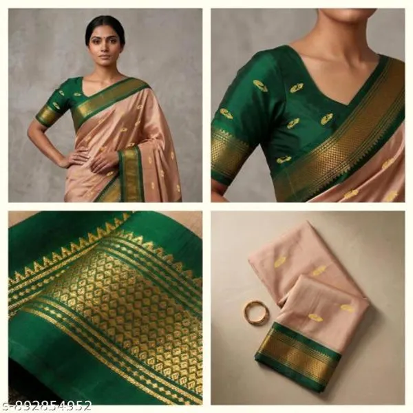 Beige_Sico_Silk_Paithani_Zari_Border_Saree_For_Women