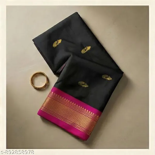 Black_Sico_Silk_Zari_Temple_Border_Paithani_Saree_For_Women