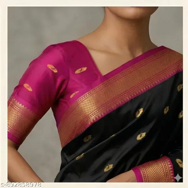 Black_Sico_Silk_Zari_Temple_Border_Paithani_Saree_For_Women