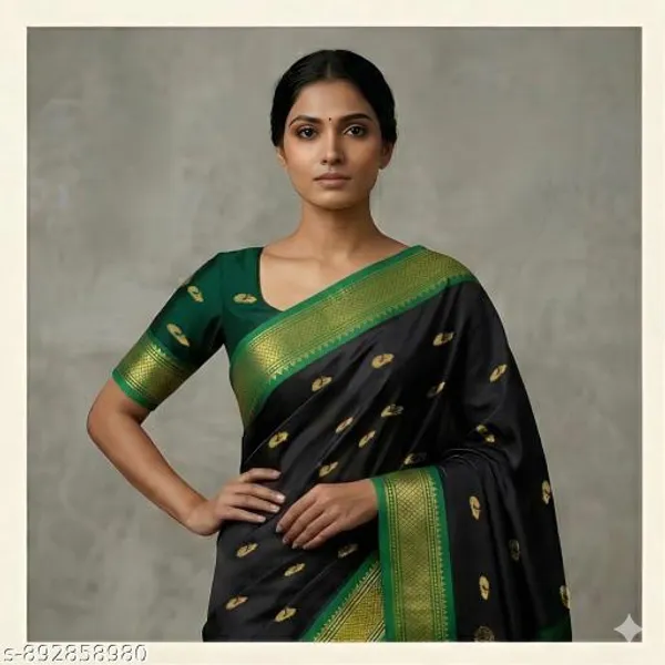 Black_Sico_Silk_Paithani_Temple_Border_Zari_Saree_For_Women