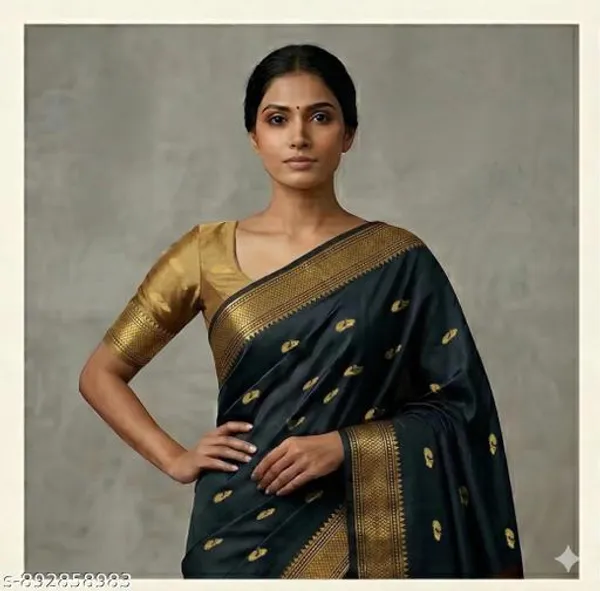 Black_Sico_Silk_Paithani_Temple_Border_Zari_Saree_For_Women