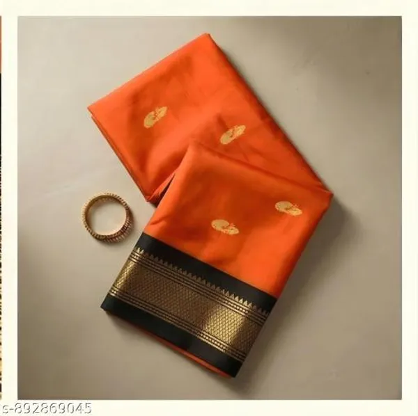 Orange_Sico_Silk_Paithani_Zari_Border_Saree_For_Women