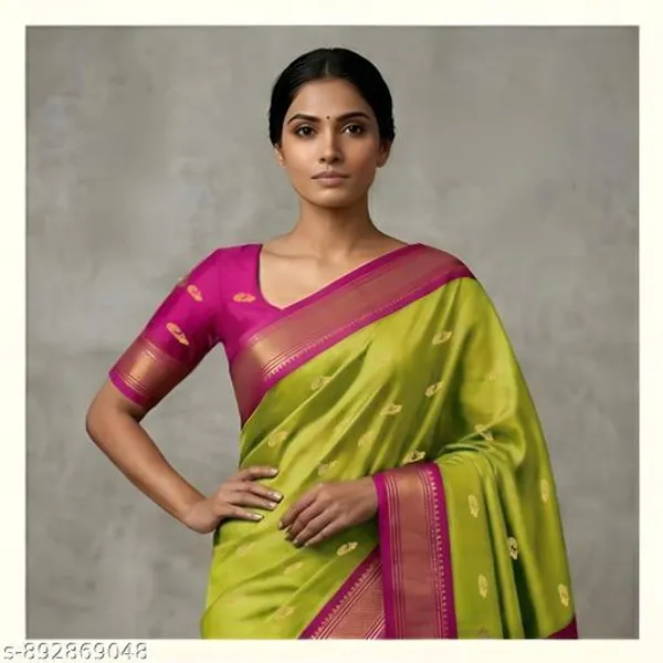 Lime_Sico_Silk_Paithani_Zari_Work_Saree_For_Women