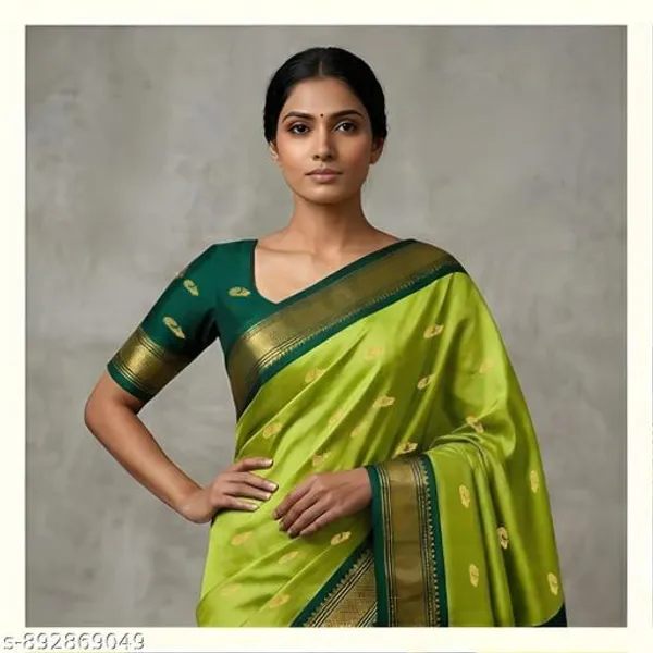 Lime_Sico_Silk_Paithani_Zari_Work_Saree_For_Women