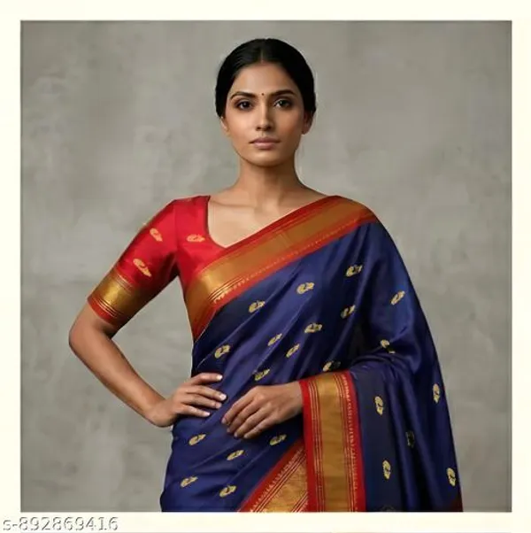 Blue_Sico_Silk_Paithani_Zari_Work_Temple_Border_Saree_For_Women