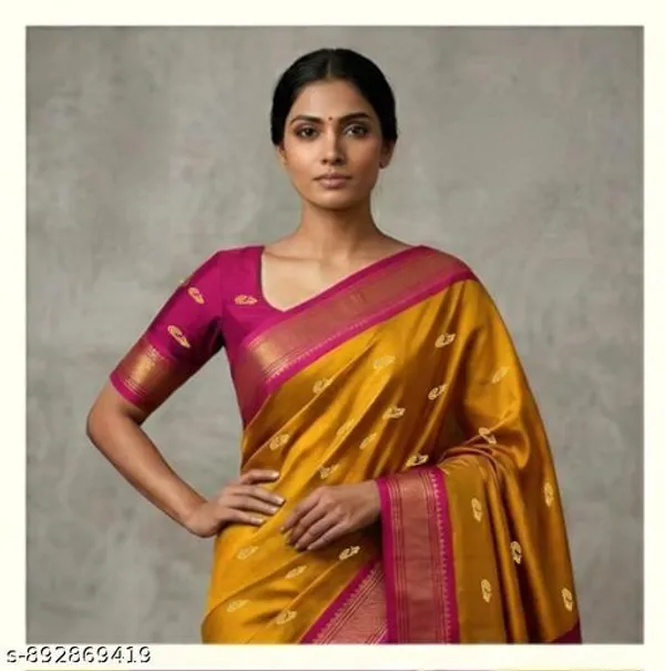 Golden_Sico_Silk_Paithani_Temple_Border_Zari_Work_Saree_For_Women