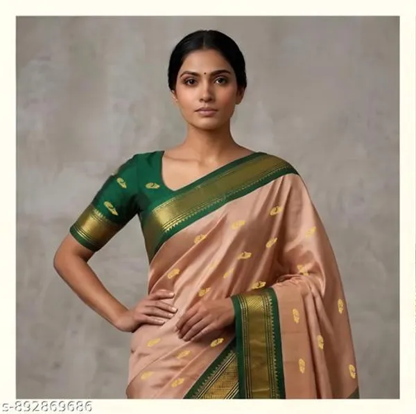 Peach_Sico_Silk_Paithani_Zari_Grand_Pallu_Saree_For_Women