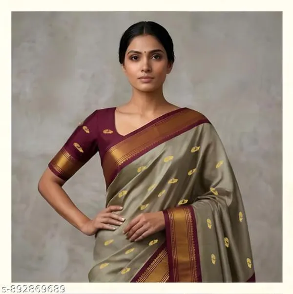 Grey_Sico_Silk_Paithani_Zari_Work_Woven_Pallu_Saree_For_Women