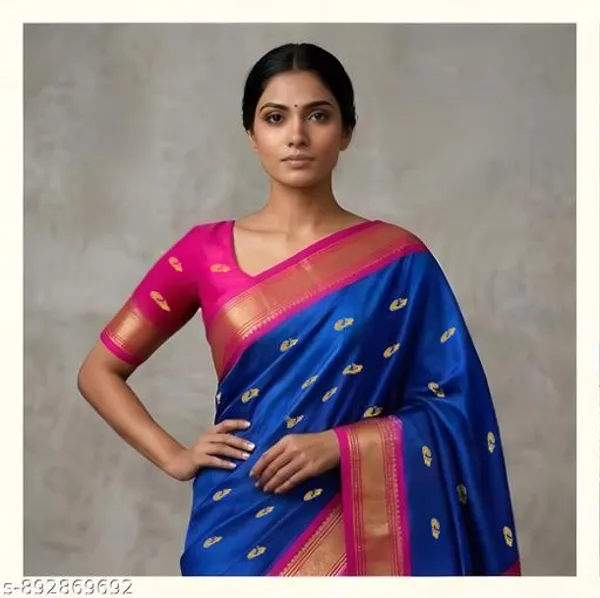 Blue_Sico_Silk_Paithani_Temple_Border_Zari_Work_Pallu_Saree_For_Women