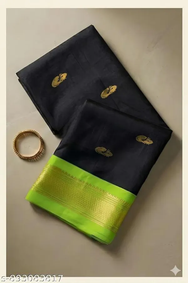 Black_And_Green_Sico_Silk_Paithani_Zari_Border_Saree_For_Women