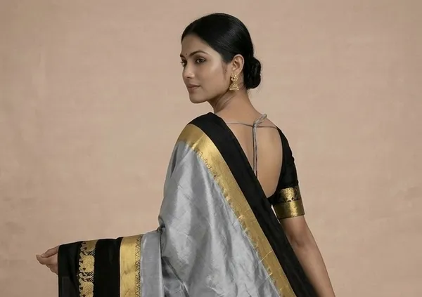 Grey_Sico_Silk_Paithani_Elephant_Zari_Border_Saree_For_Women