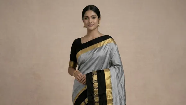 Grey_Sico_Silk_Paithani_Elephant_Zari_Border_Saree_For_Women