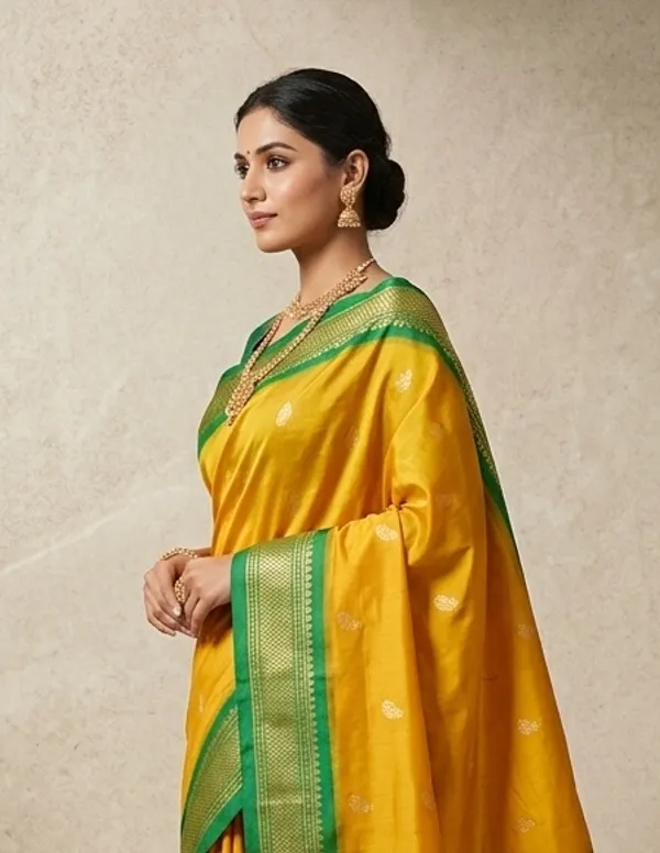 Yellow_Sico_Silk_Paithani_Zari_Work_Temple_Border_Saree_For_Women