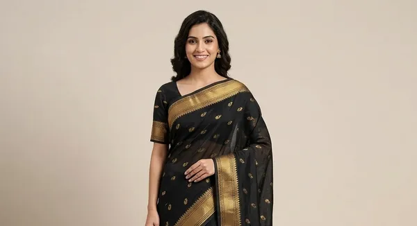 Black_Sico_Silk_Paithani_Zari_Gold_Border_Saree_For_Women