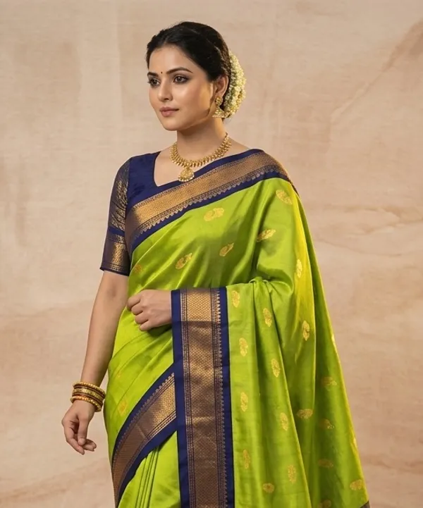 Lime_Sico_Silk_Traditional_Paithani_Saree_For_Women