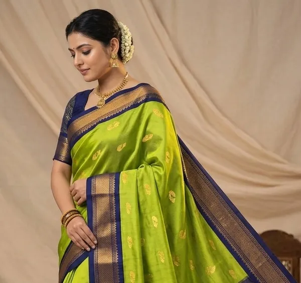 Lime_Sico_Silk_Traditional_Paithani_Saree_For_Women