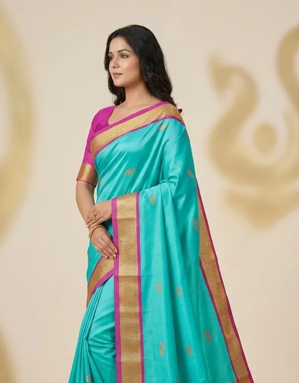 Sky_Blue_Sico_Silk_Paithani_Zari_Border_Saree_For_Women