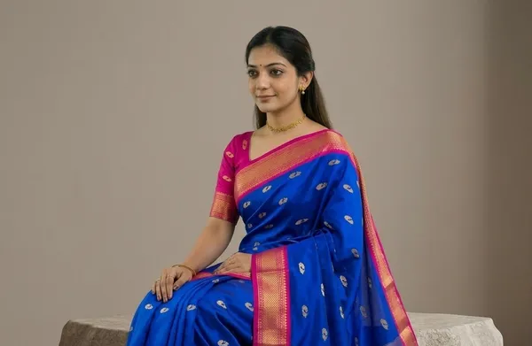 Blue_Sico_Silk_Paithani_Zari_Border_Saree_For_Women
