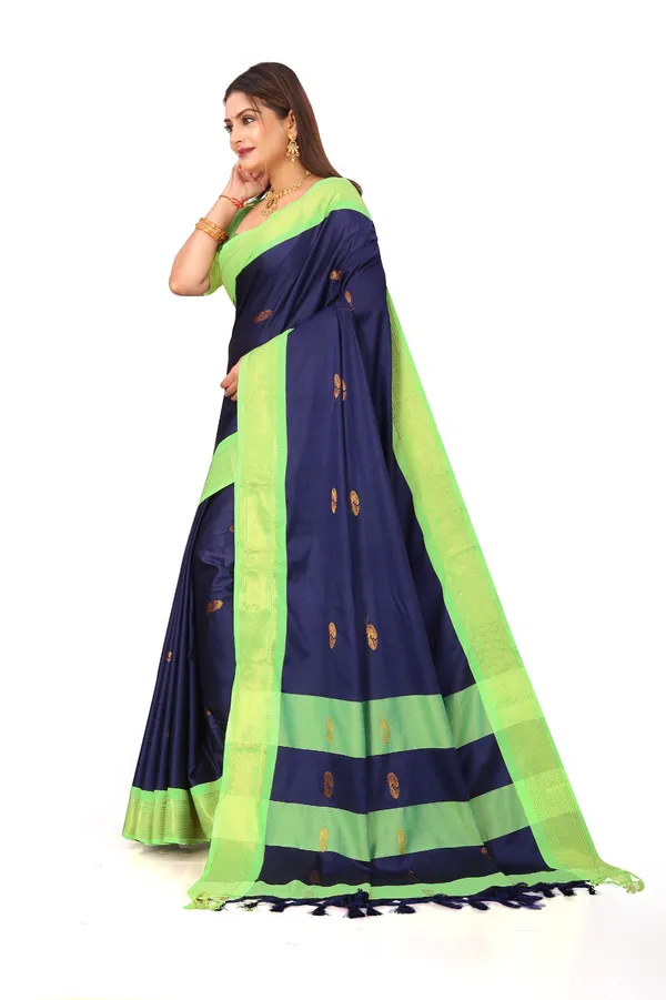 Blue_And_Green_Sico_Silk_Paithani_Saree_For_Women