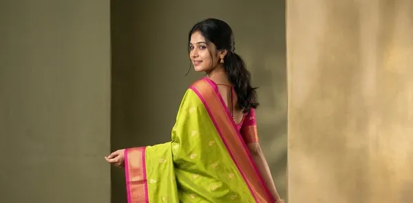 Lime_Sico_Silk_Paithani_Woven_Border_Saree_For_Women