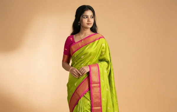 Lime_Sico_Silk_Paithani_Woven_Border_Saree_For_Women