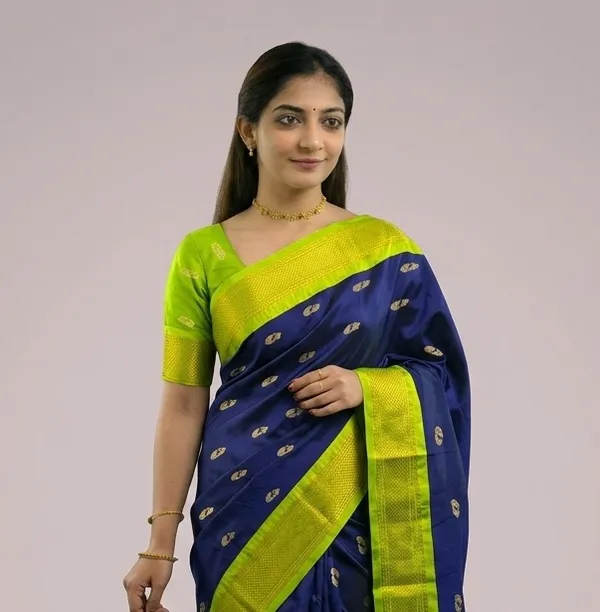 Blue_Sico_Silk_Zari_Border_Designer_Pallu_Paithani_Saree_For_Women