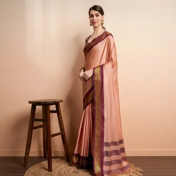 Peach_Sico_Silk_Paithani_Temple_Border_Saree_For_Women