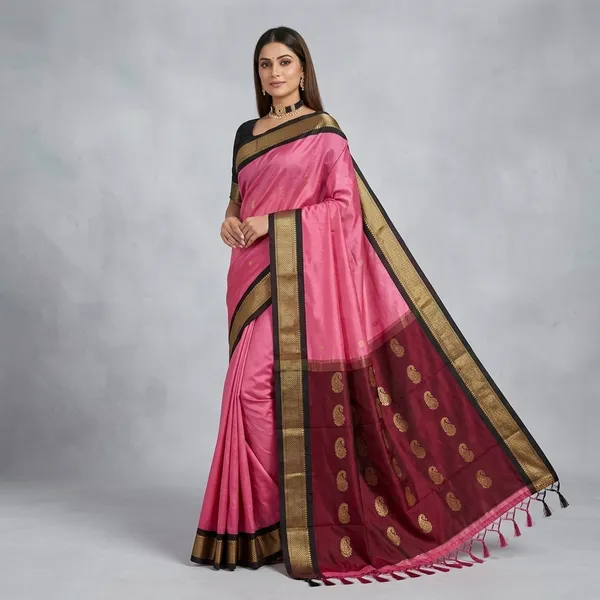 Pink_Sico_Silk_Paithani_Zari_Woven_Saree_For_Women
