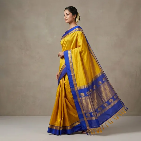 Yellow_Sico_Silk_Paithani_Temple_Border_Traditional_Saree_For_Women