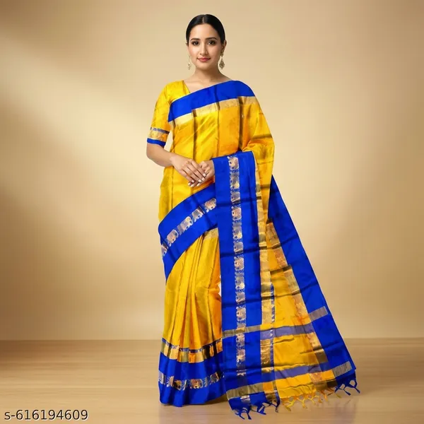 Yellow_Sico_Silk_Paithani_Zari_Border_Saree_For_Women