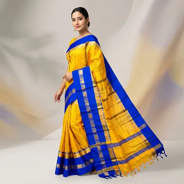 Yellow_Sico_Silk_Paithani_Zari_Border_Saree_For_Women