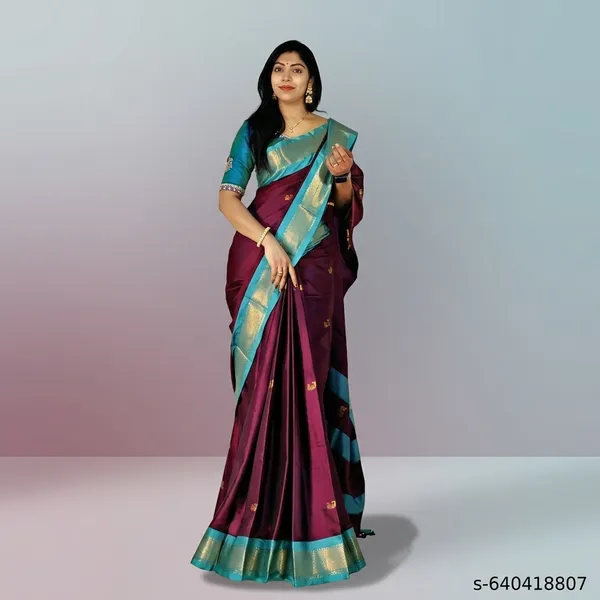 Maroon_Sico_Silk_Paithani_Zari_Butta_Contrast_Pallu_Saree_For_Women