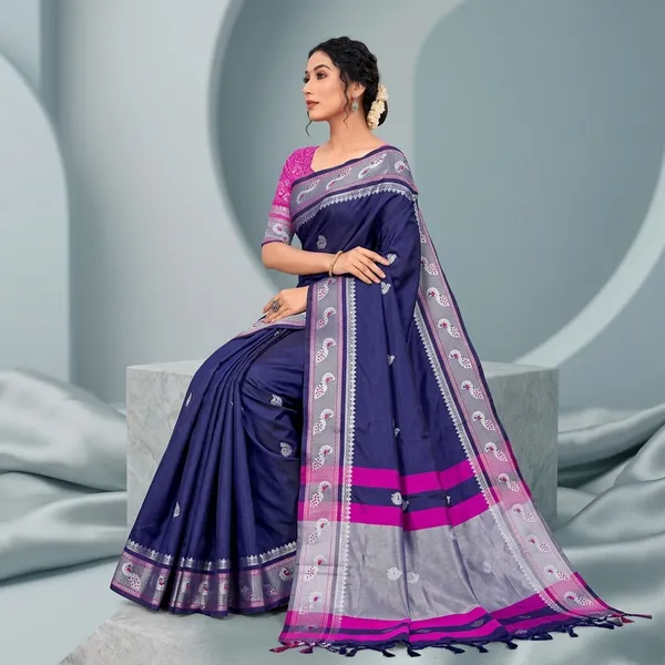 Blue_Sico_Silk_Mor_Motif_Party_Wear_Saree_For_Women