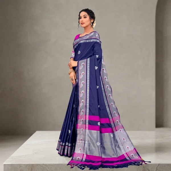 Blue_Sico_Silk_Mor_Motif_Party_Wear_Saree_For_Women