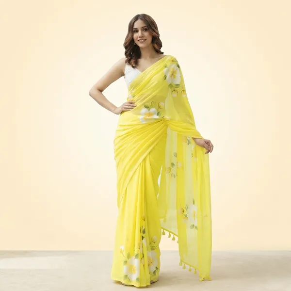Yellow_Sico_Silk_Floral_Printed_Lightweight_Saree_For_Women