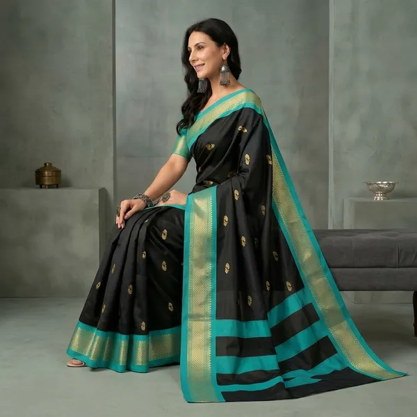Black_Sico_Silk_Zari_Border_Paithani_Saree_For_Women