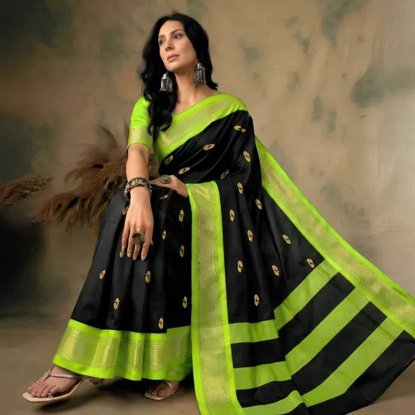 Black_Sico_Silk_Paithani_Zari_Border_Pallu_Saree_For_Women