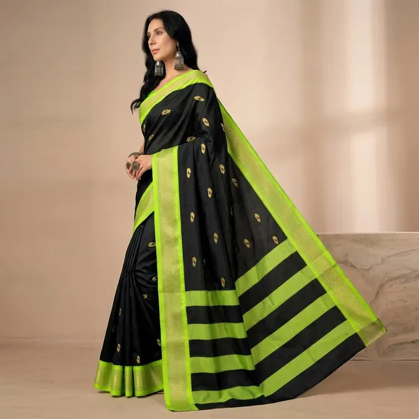 Black_Sico_Silk_Paithani_Zari_Border_Pallu_Saree_For_Women