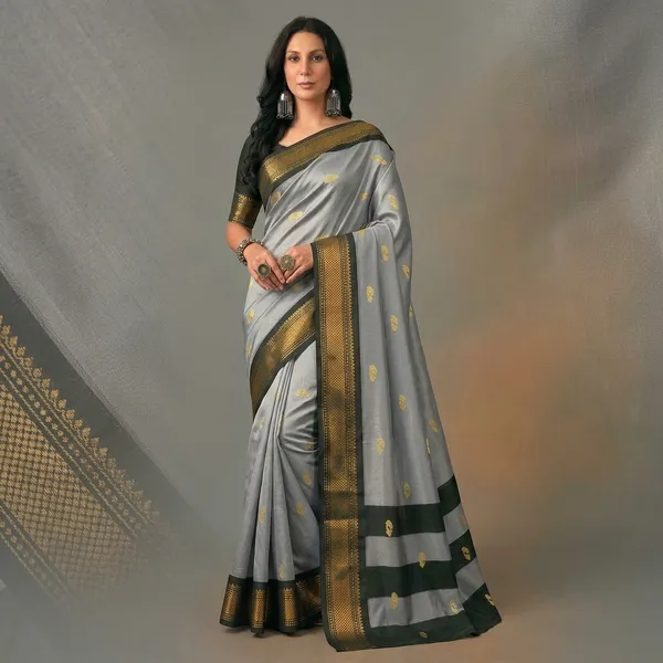 Grey_Sico_Silk_Paithani_Zari_Woven_Saree_For_Women