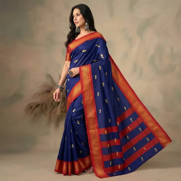 Blue_Sico_Silk_Paithani_Woven_Pallu_Zari_Border_Saree_For_Women