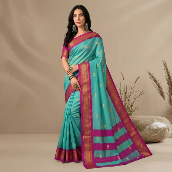 Sky_Blue_Sico_Silk_Paithani_Saree_For_Women