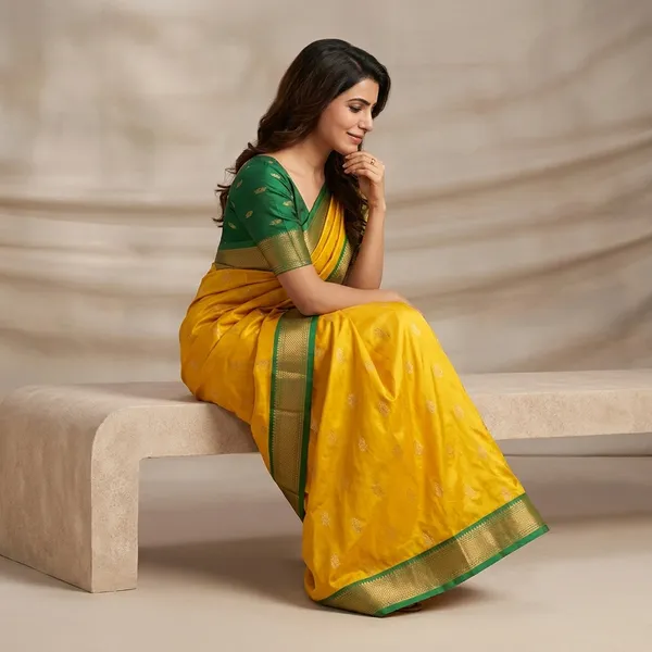 Yellow_Sico_Silk_Paithani_Zari_Border_Saree_For_Women