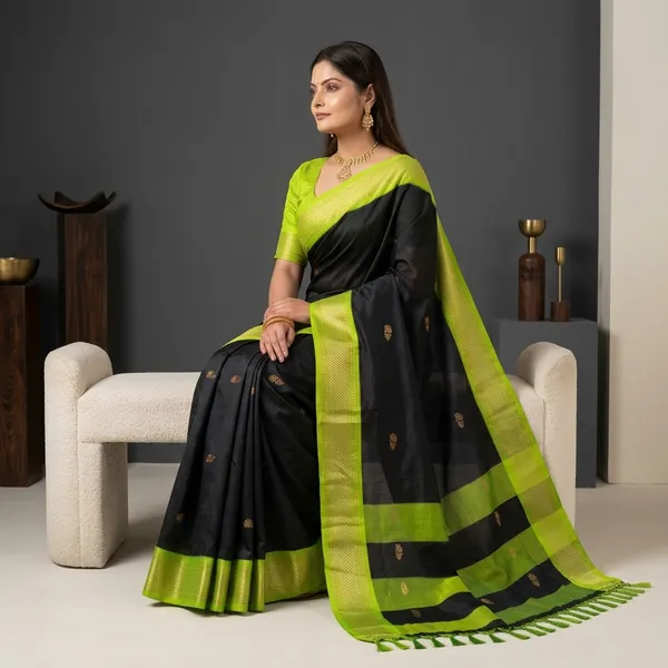Black_Sico_Silk_Paithani_Zari_Border_Designer_Saree_For_Women